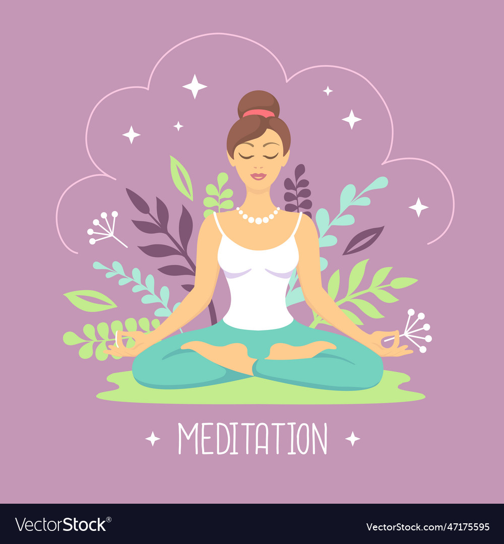 Woman meditation in lotus position Royalty Free Vector Image