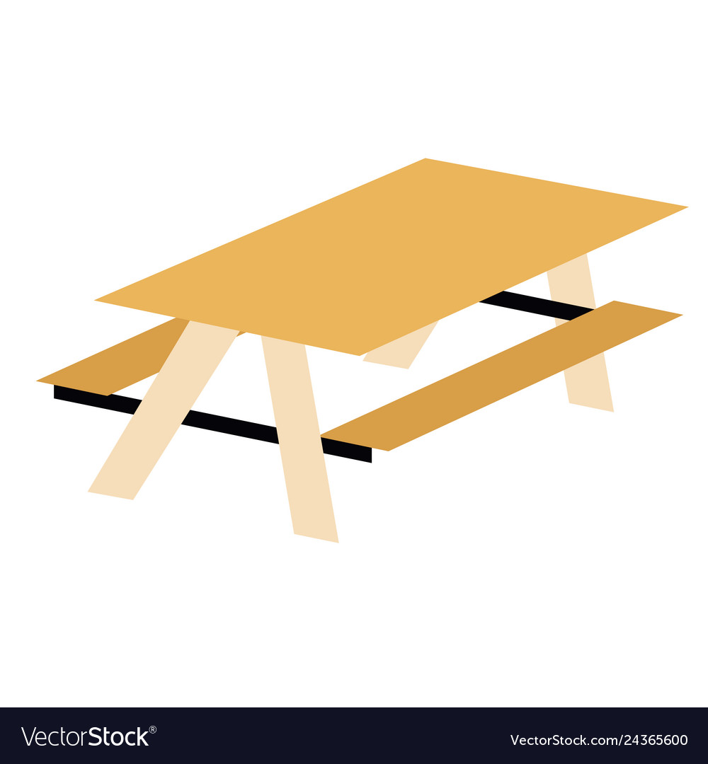 Camping Dinner Bench Flat Royalty Free Vector Image