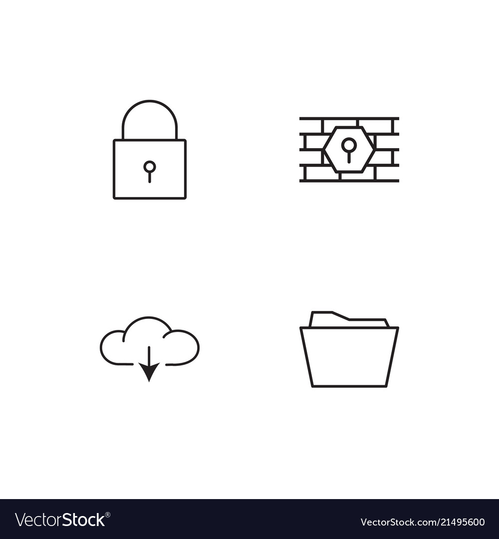 Cyber security linear icons set simple outline