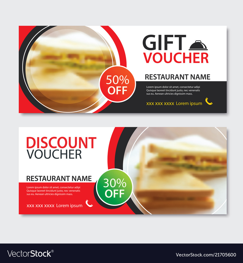 discount voucher sandwich template design set of vector image