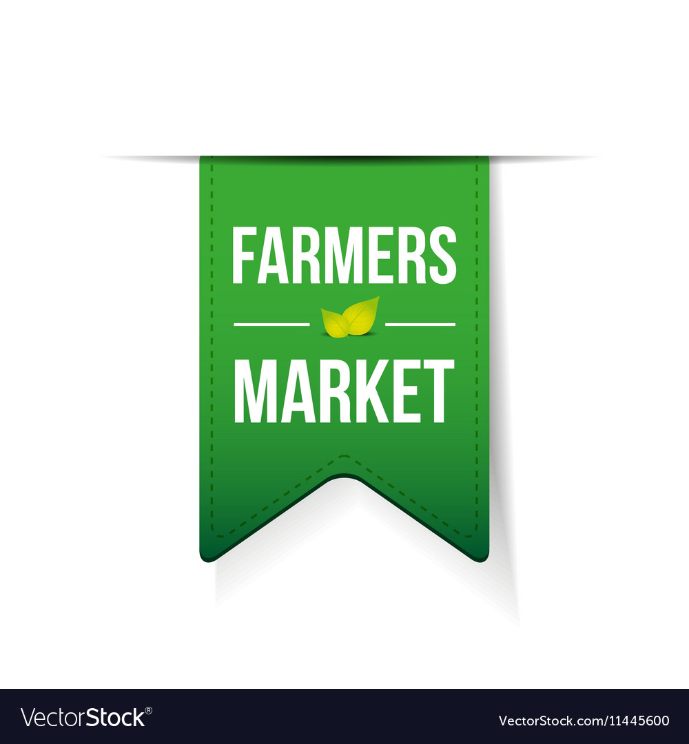 Farmers market green ribbon Royalty Free Vector Image