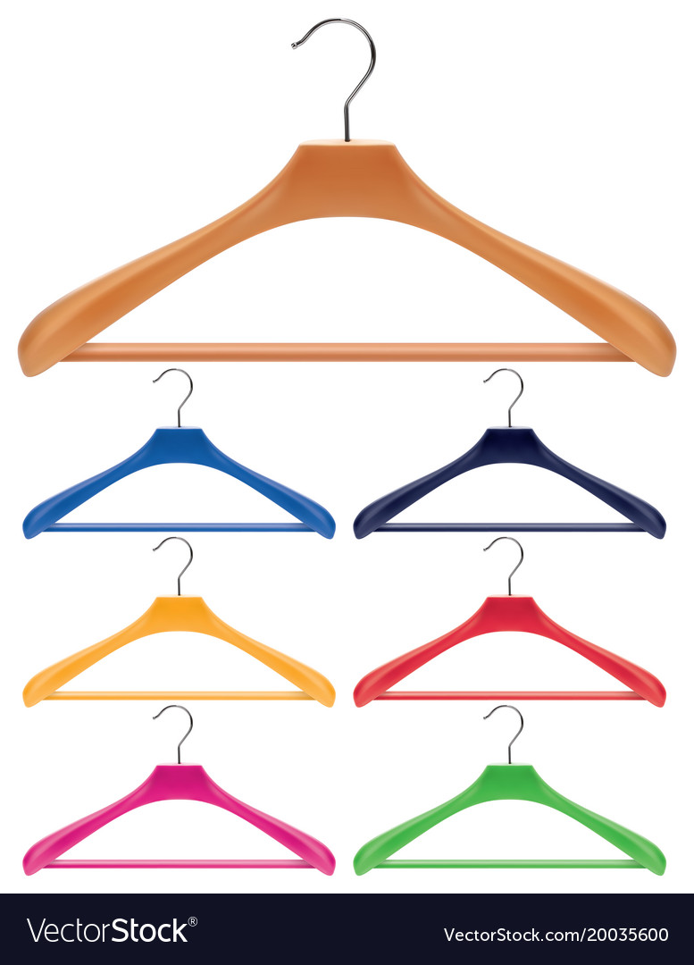 Hangers Set Isolated On White Realistic 3d Vector Image