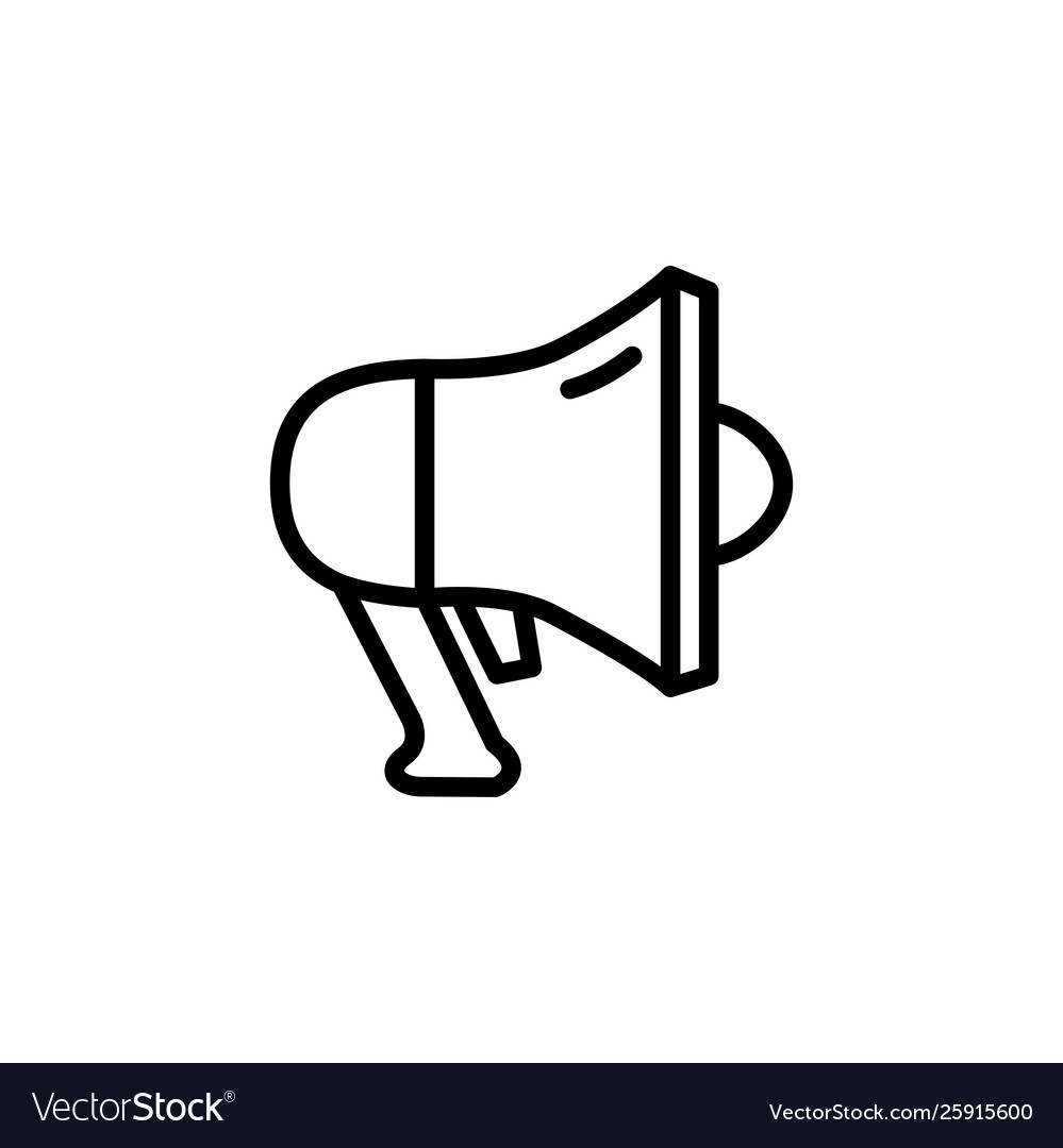 Megaphone line icon in flat style for app ui vector image Megaphone line icon in flat style for app ui