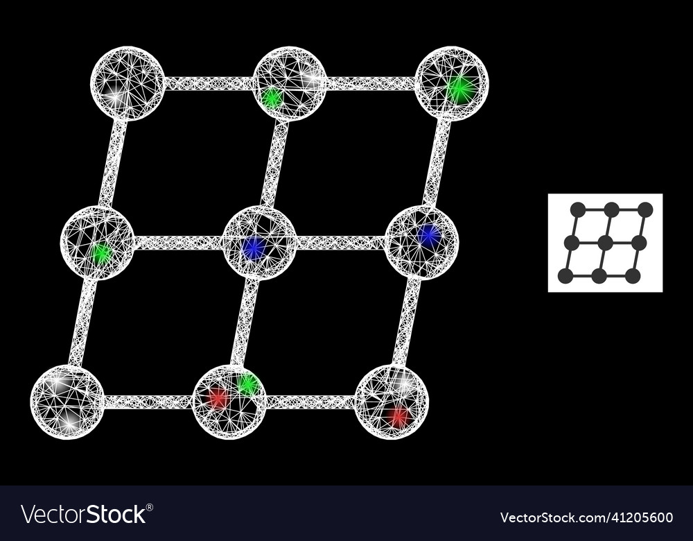 Network web mesh inclined grid nodes icon vector image Network web mesh inclined grid nodes icon