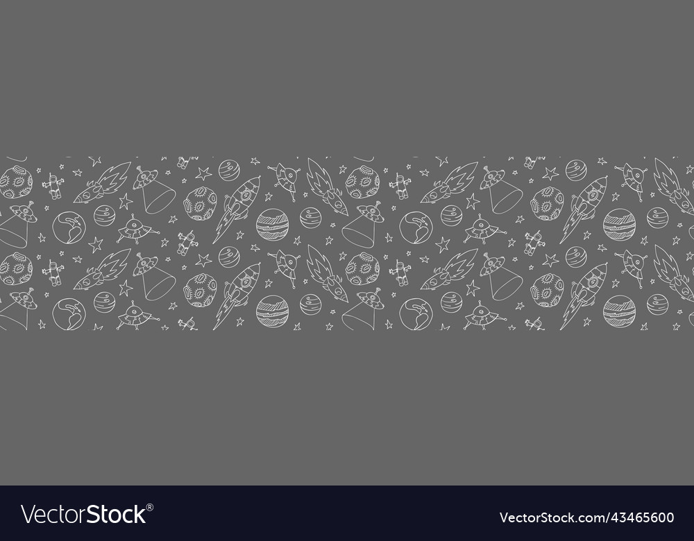 Seamless pattern with doodle space objects vector image Seamless pattern with doodle space objects