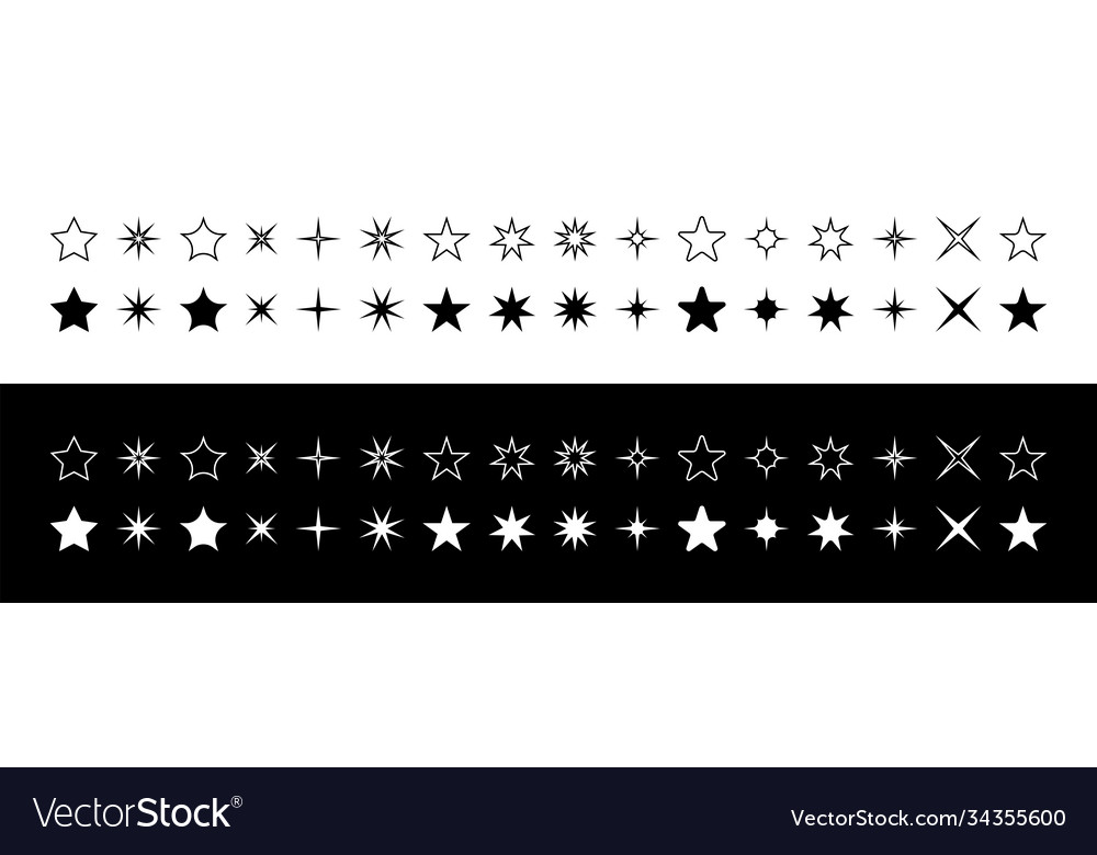 Stars star white and black color icons