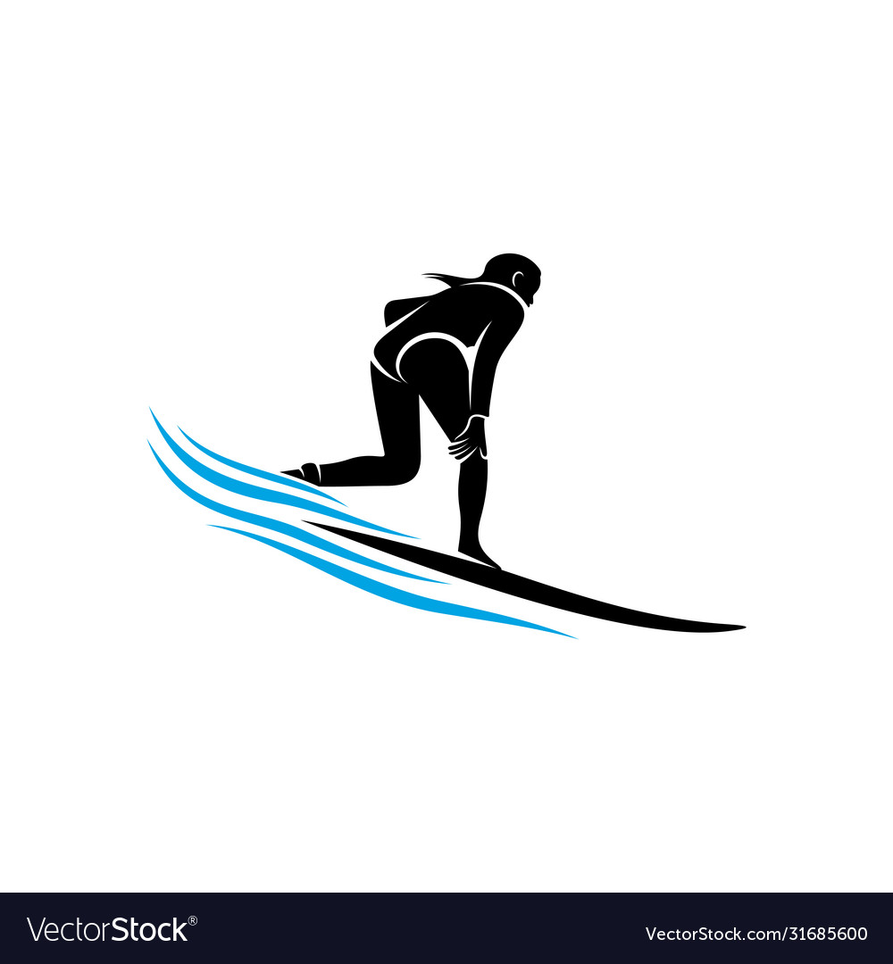 Surfing with water wave logo template symbol