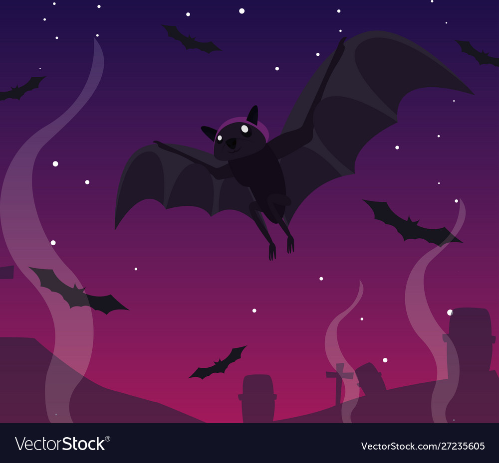 Bats fliegen in Szene halloween