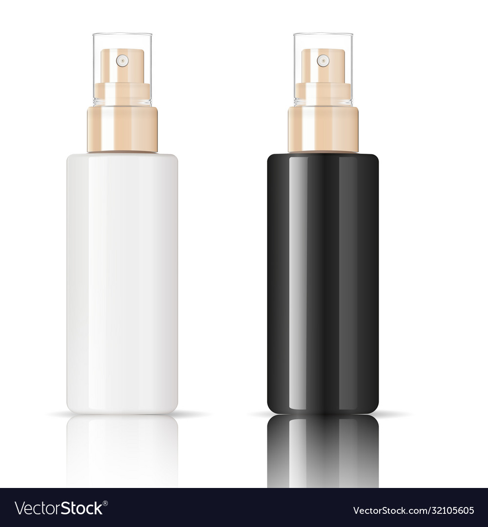 Black cosmetic glossy plastic or glass bottle