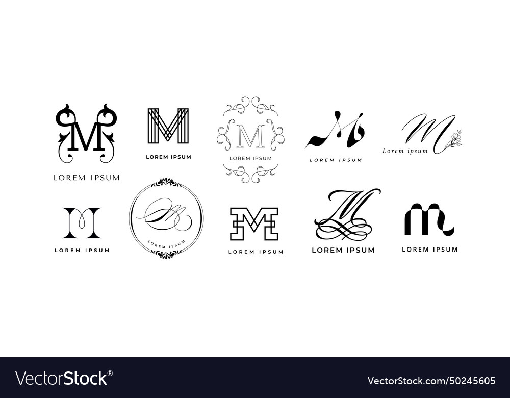 Creative m emblem letter monogram Royalty Free Vector Image