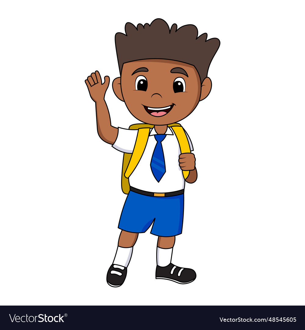 Cute african american kid student Royalty Free Vector Image