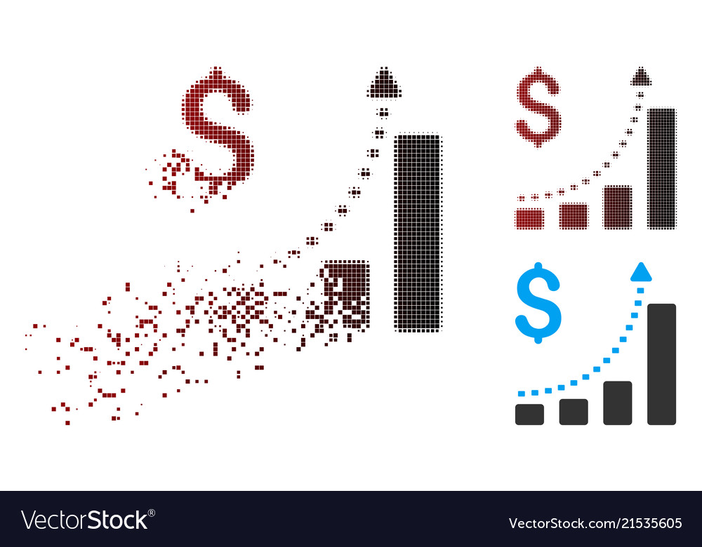 Dissolved pixel halftone business bar chart