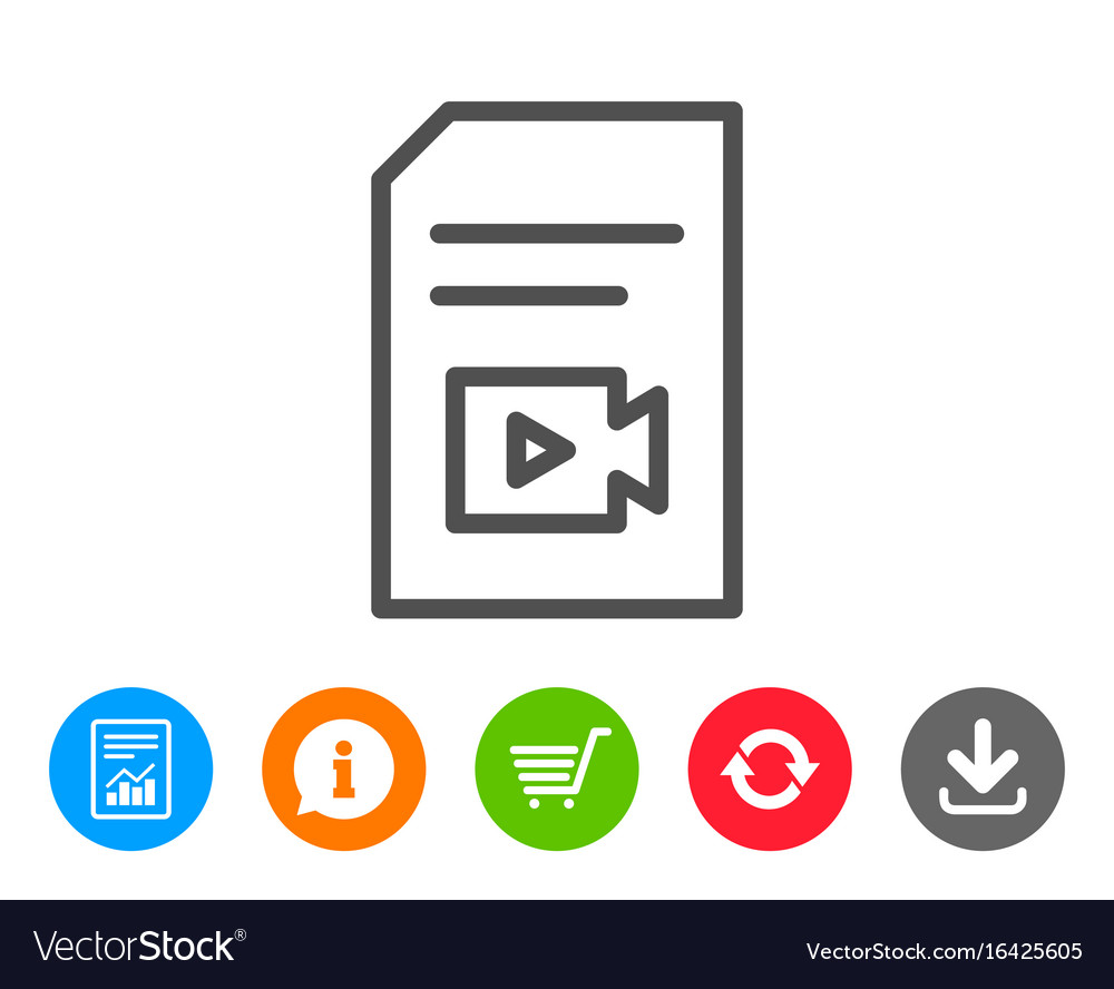 Document with video line icon vlog file sign