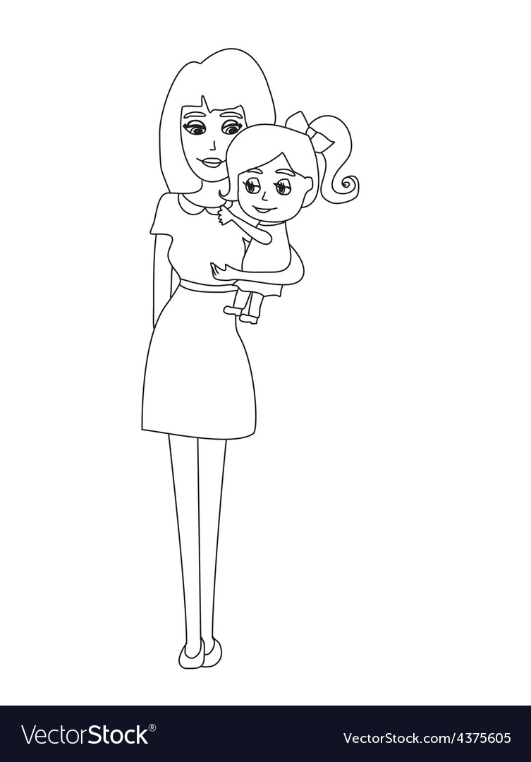 Doodle mom and baby Royalty Free Vector Image - VectorStock