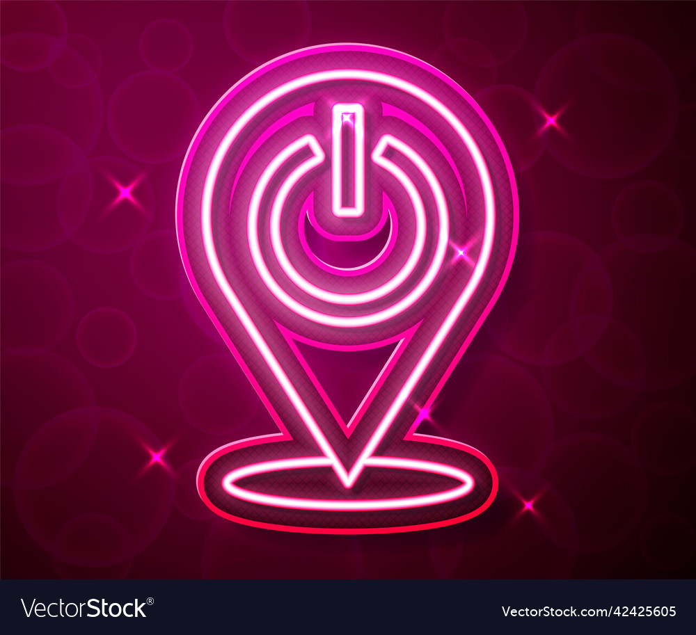 Glowing neon line power button icon isolated