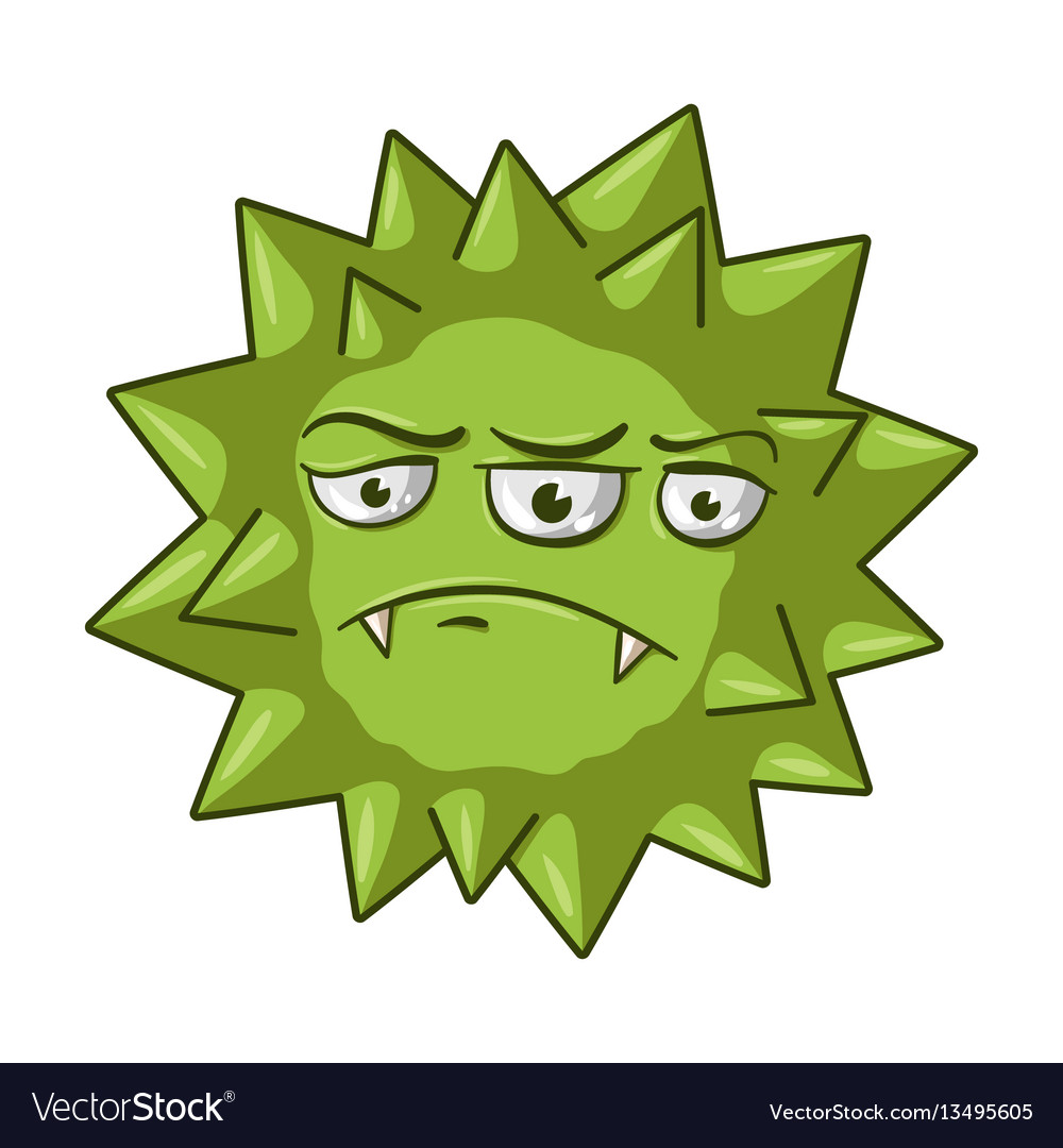 Green virus icon in cartoon style isolated Vector Image