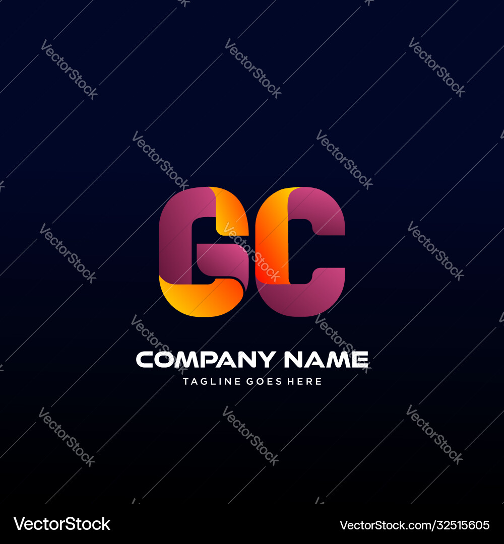 Letter gc initial logo with colorful Royalty Free Vector
