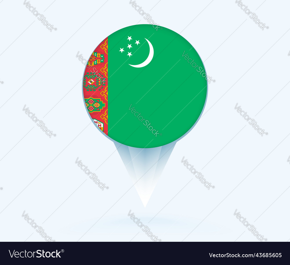 Map pointer with flag of turkmenistan