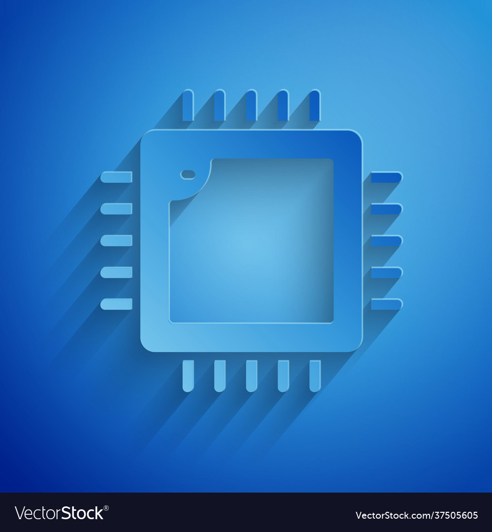 Paper cut computer processor with microcircuits vector image Paper cut computer processor with microcircuits