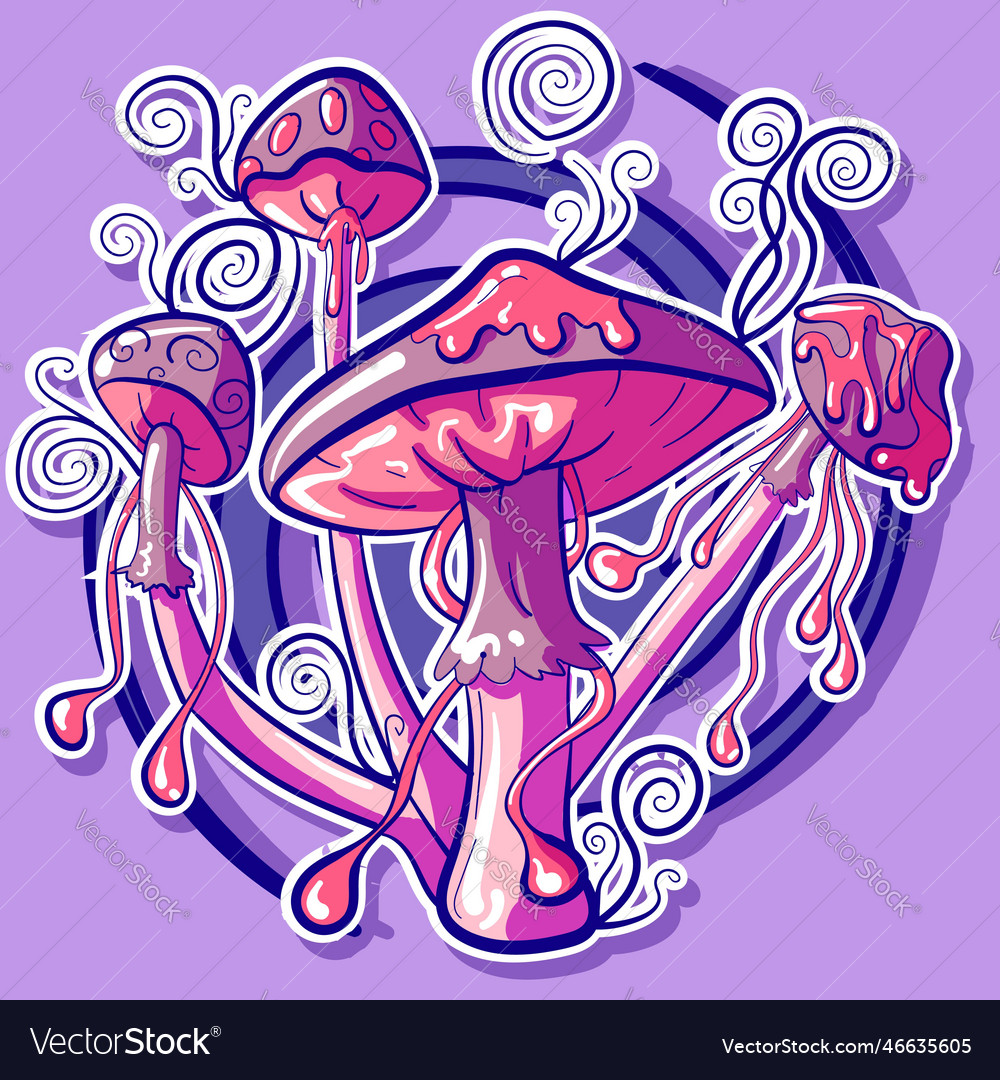 Pink and purple of mushrooms Royalty Free Vector Image