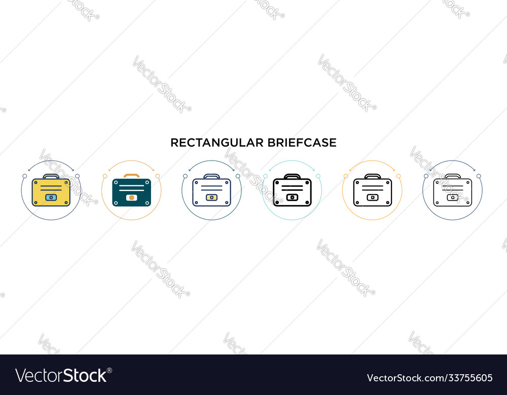 Rectangular briefcase icon in filled thin line vector image Rectangular briefcase icon in filled thin line