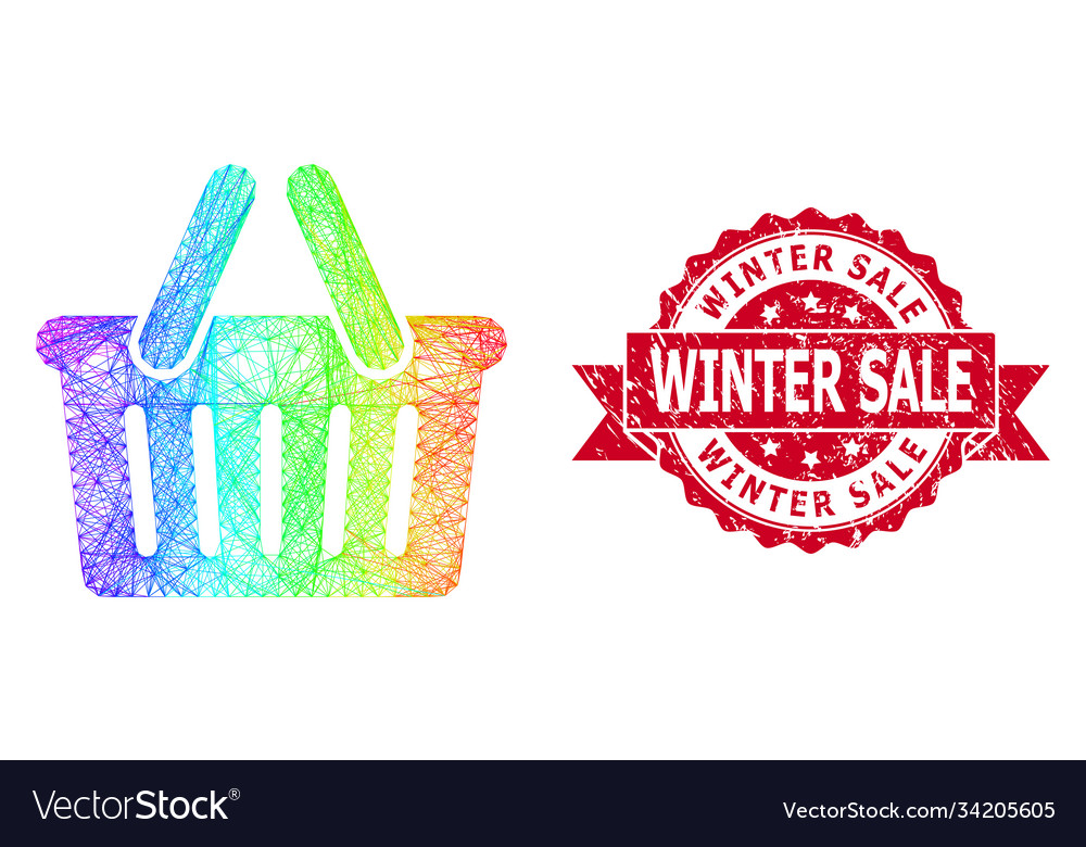 Scratched winter sale stamp and rainbow linear