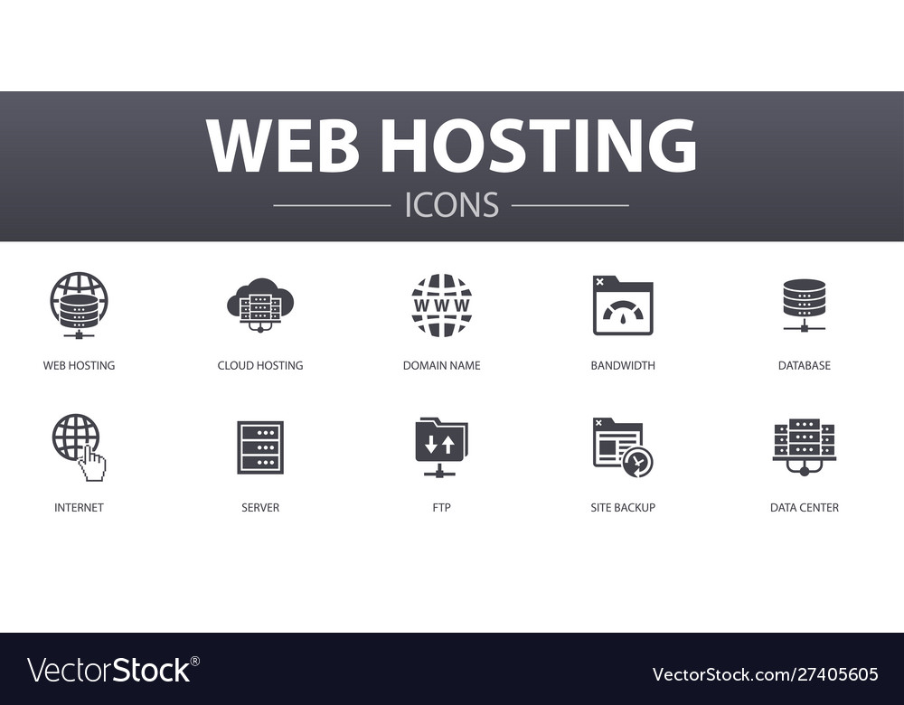 Web hosting simple concept icons set contains