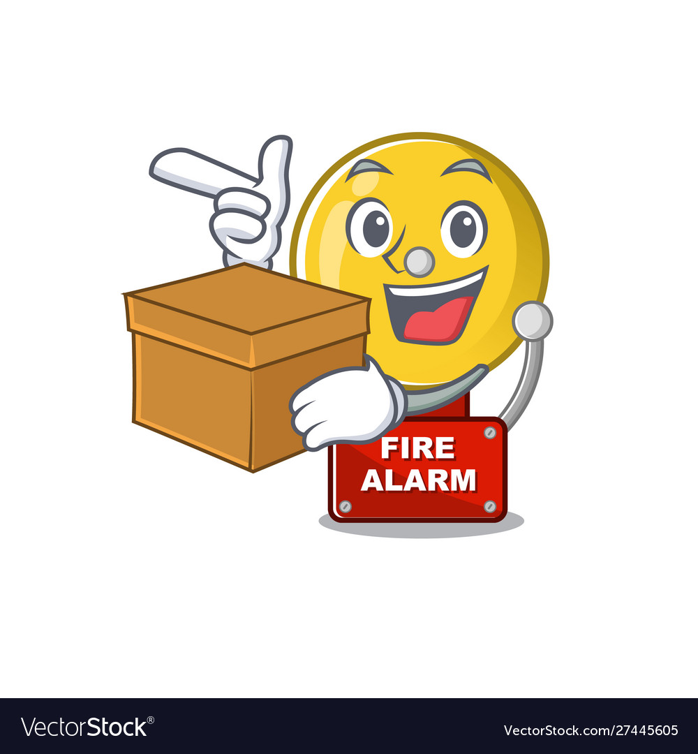 With box fire alarm isolated mascot Royalty Free Vector