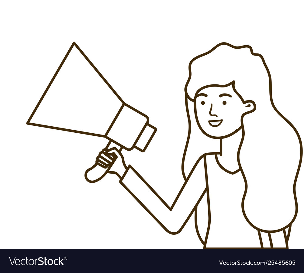 Young woman with megaphone in hand