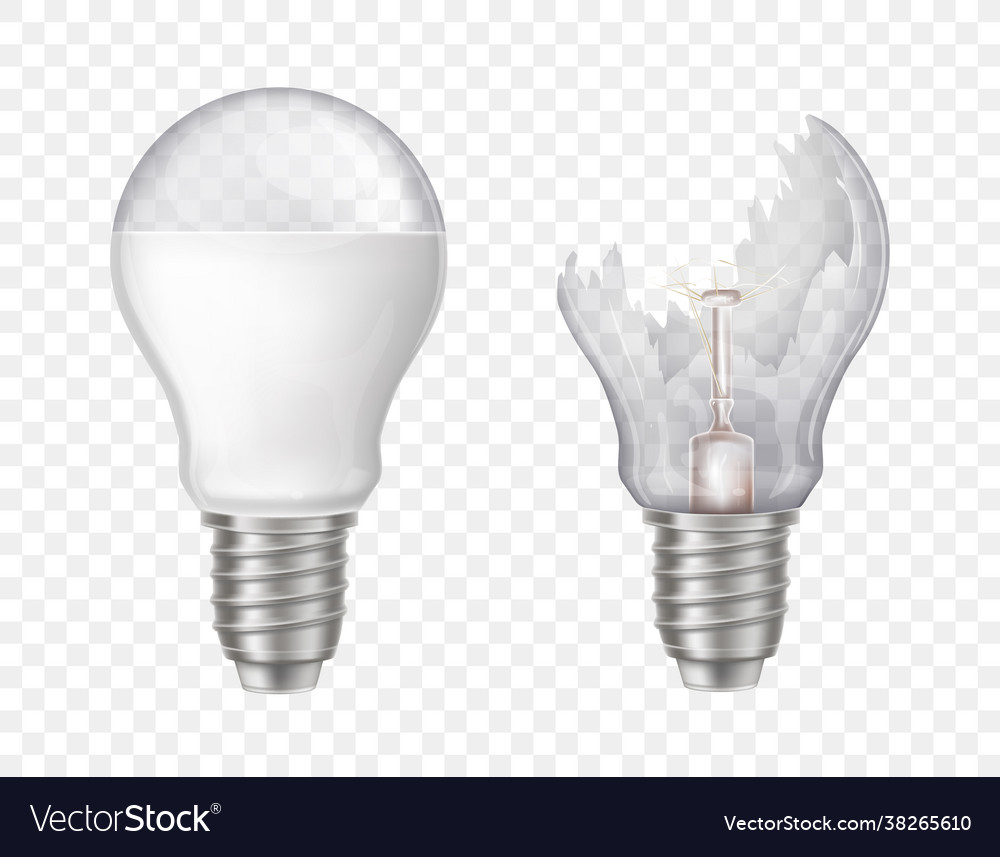 3d realistic electric lightbulbs broken glass