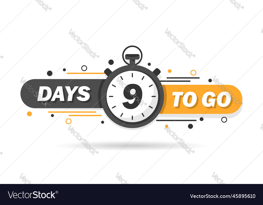 9 days left icon in flat style offer countdown Vector Image