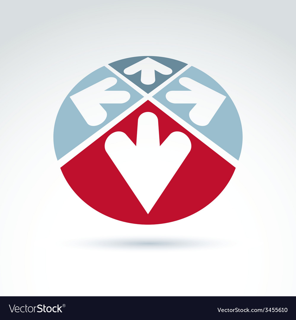 Abstract round 3d icon with four arrow