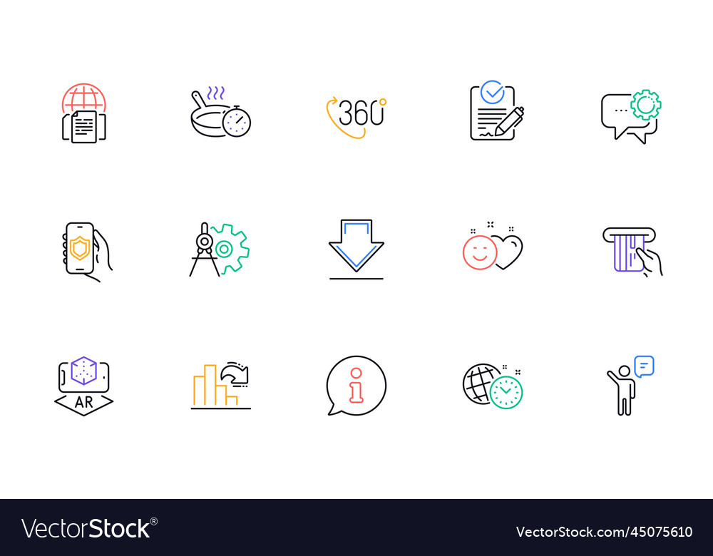 Agent decreasing graph and info line icons vector image Agent decreasing graph and info line icons