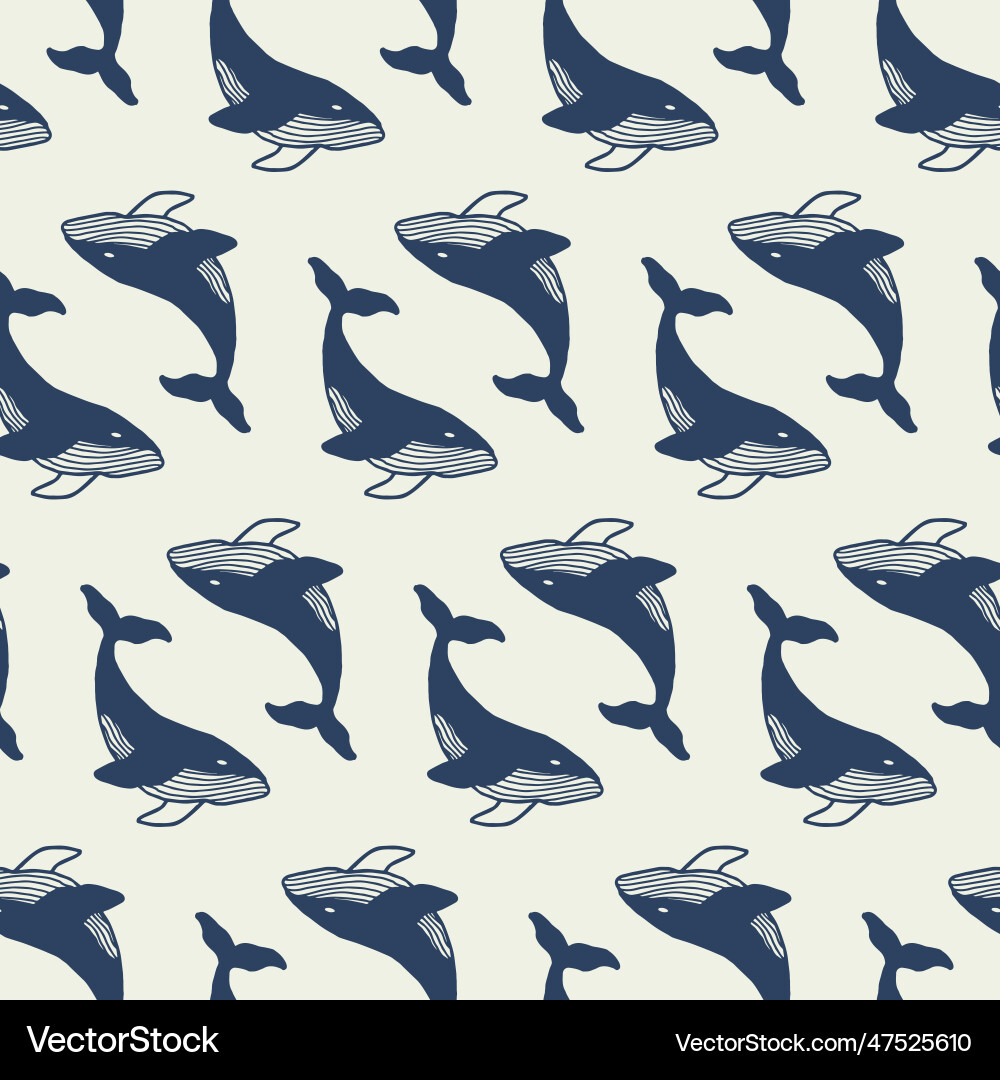 Asian seamless pattern wave pattern whale Vector Image