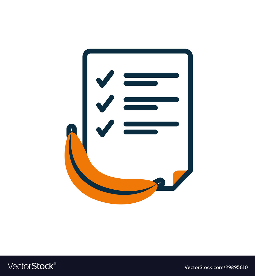 Banana and document half line color style vector image Banana and document half line color style