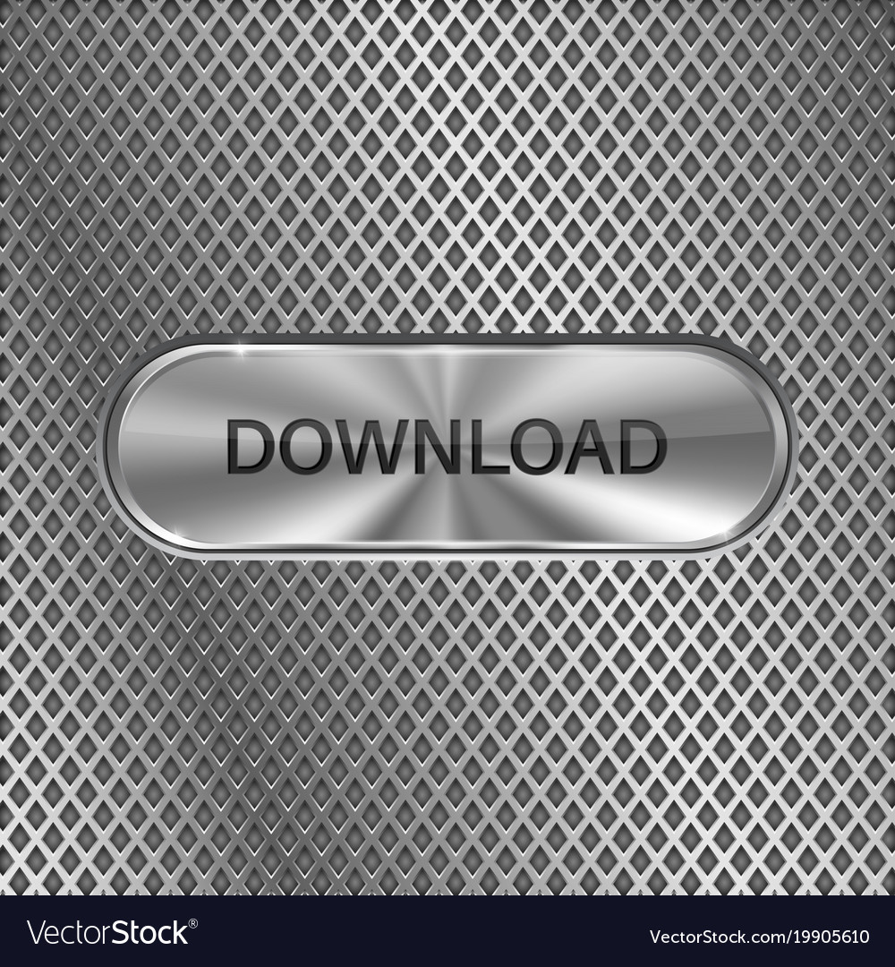 Download button metal oval on perforated Vector Image
