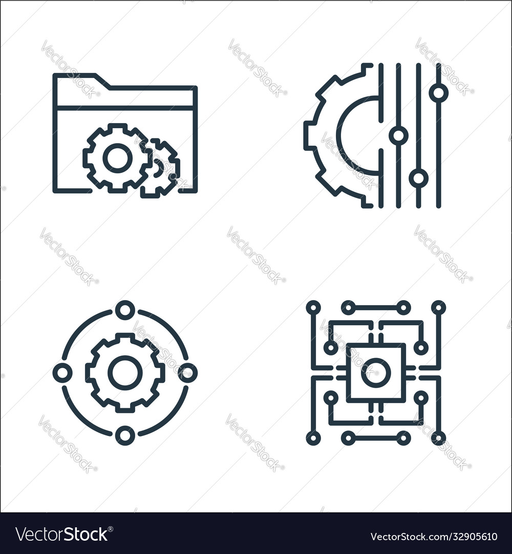 Engineering line icons linear set quality vector image Engineering line icons linear set quality