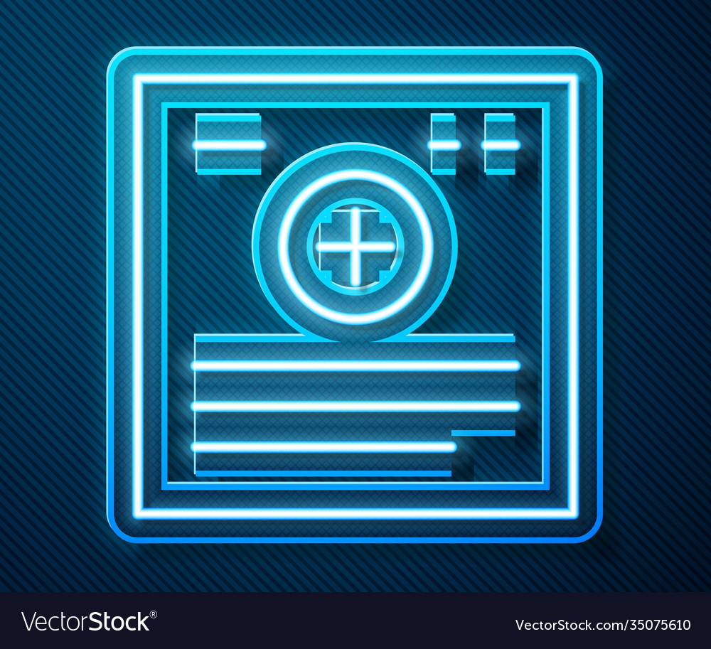 Glowing neon line medical clipboard with clinical