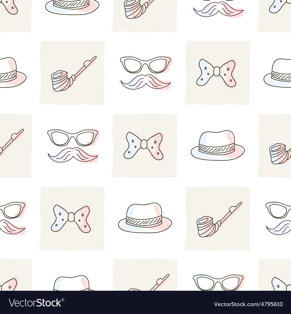 Hipster seamless pattern with ties and glasses Vector Image