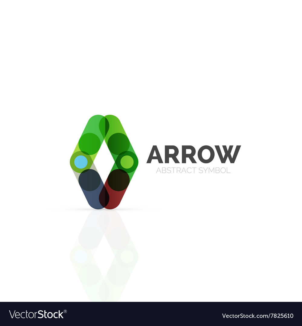 Linear arrow abstract logo connected multicolored vector image Linear arrow abstract logo connected multicolored