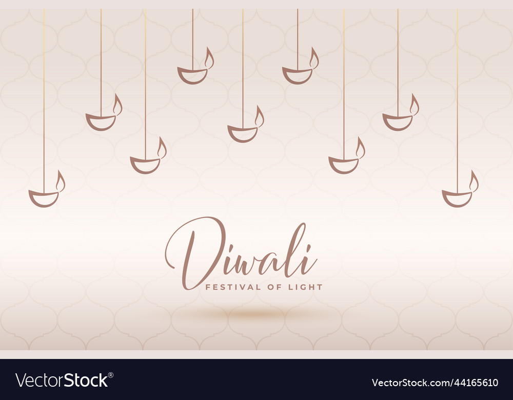 Minimal shubh diwali banner with hanging lamps vector image Minimal shubh diwali banner with hanging lamps