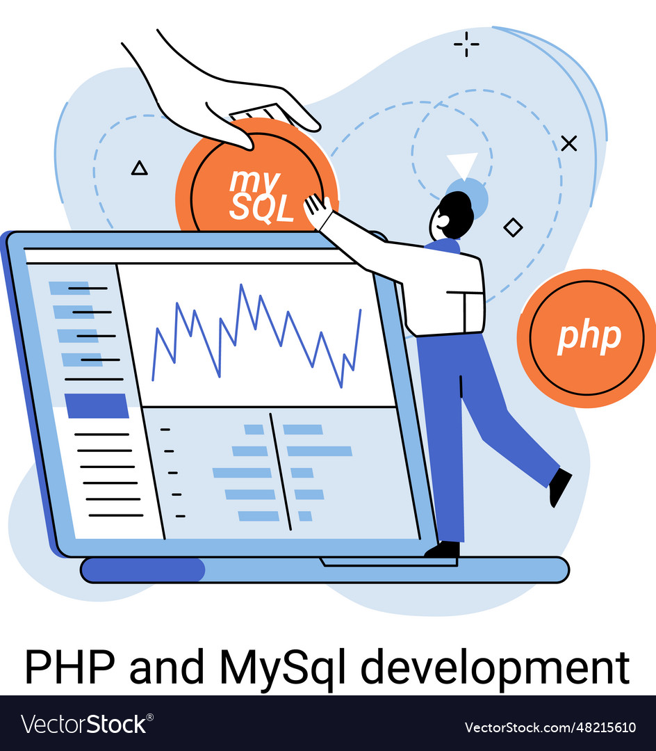 Php und mysql Entwicklungssoftware Webseite vector image Php und mysql Entwicklungssoftware Webseite