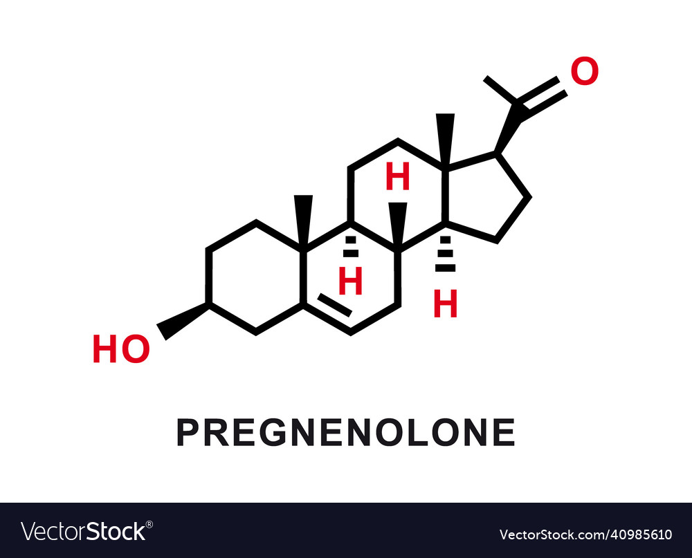 Pregnenolone chemical formula Royalty Free Vector Image