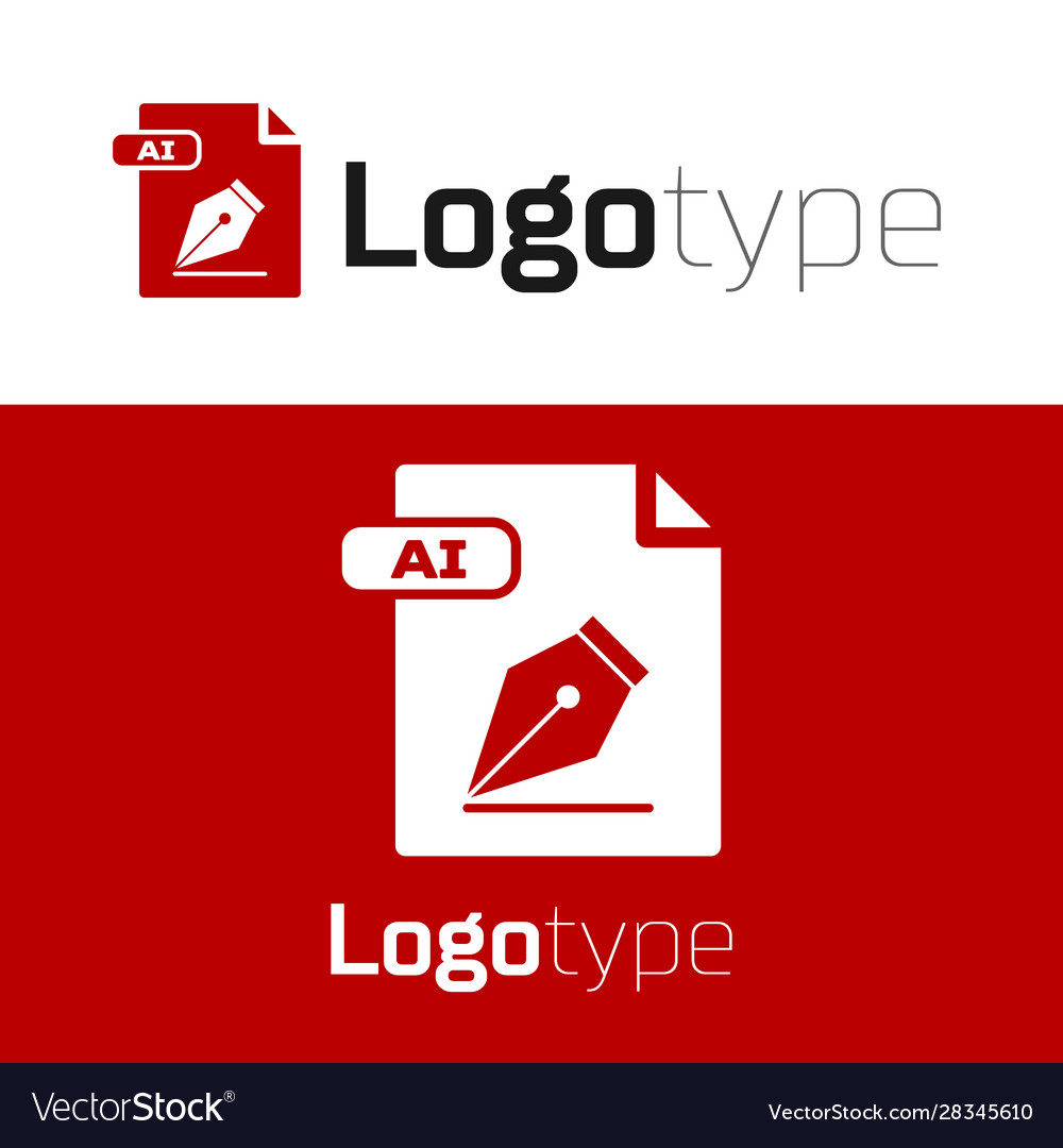 Red ai file document download button icon vector image Red ai file document download button icon