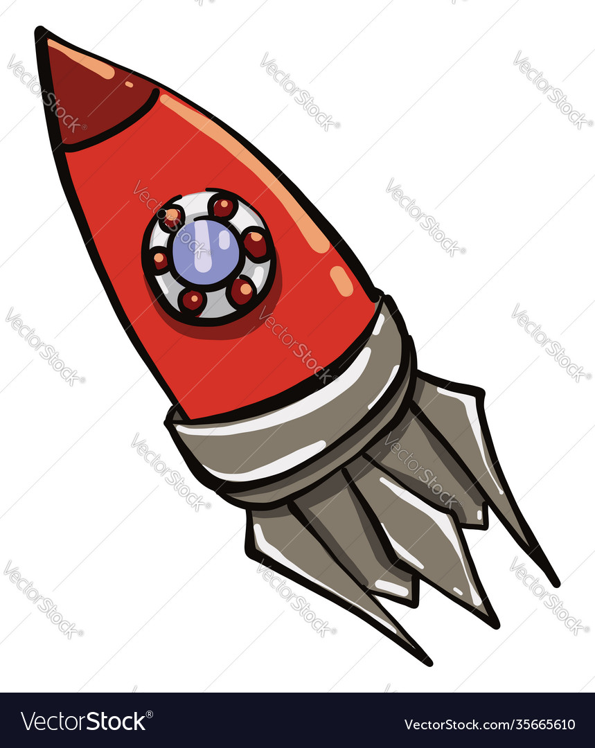 Red spaceship on a white background