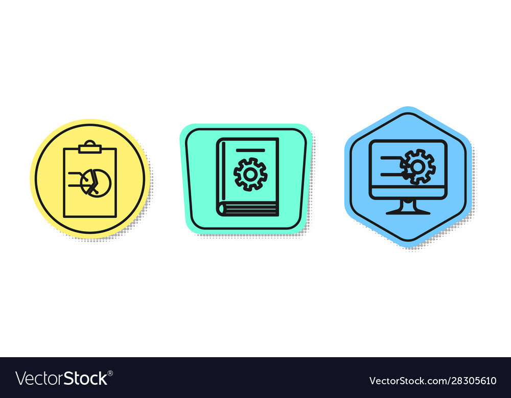 Set line clipboard with graph chart user manual vector image Set line clipboard with graph chart user manual