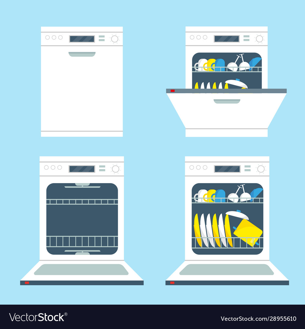Geöffnete und geschlossene Geschirrspülmaschinen