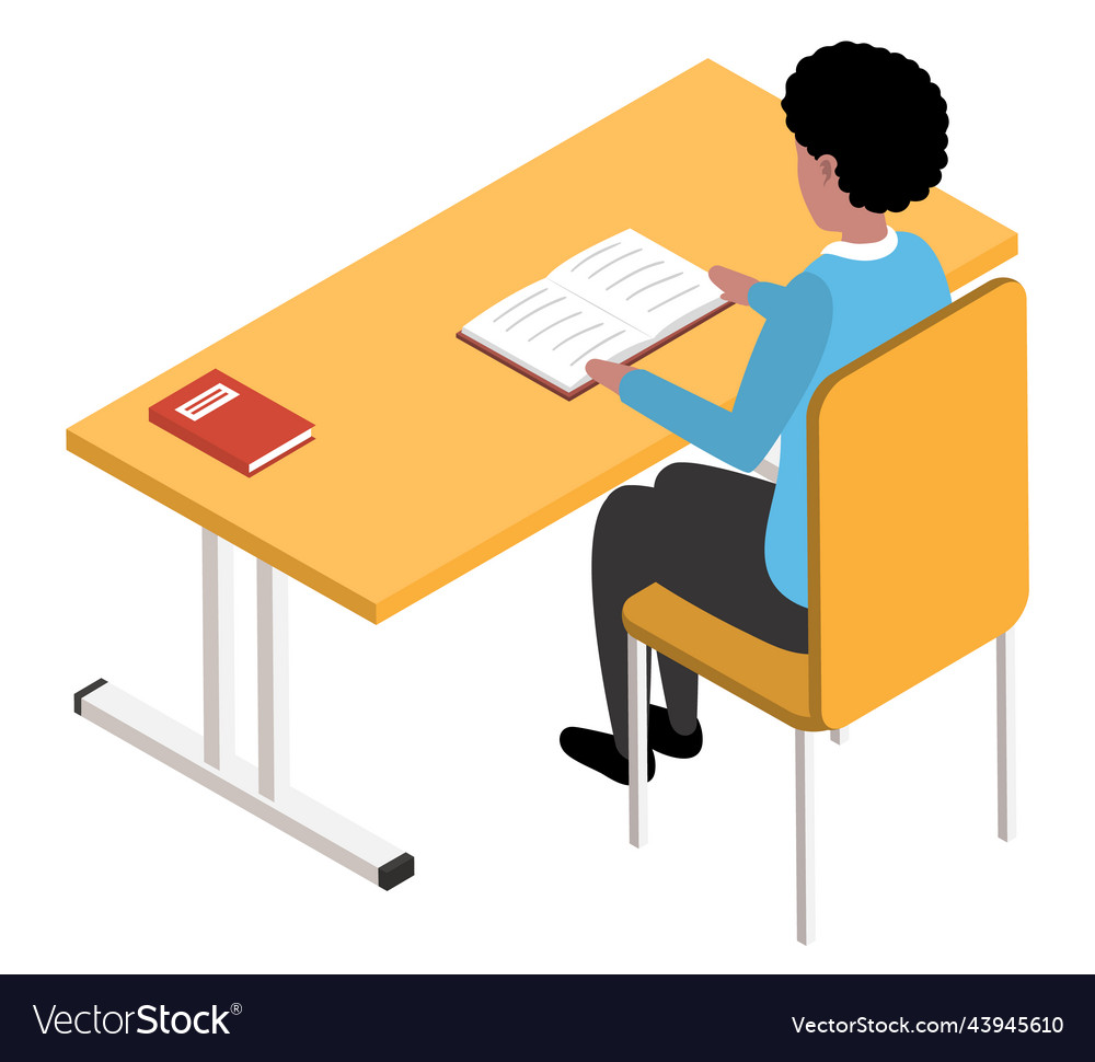 Student Reading Book in Library