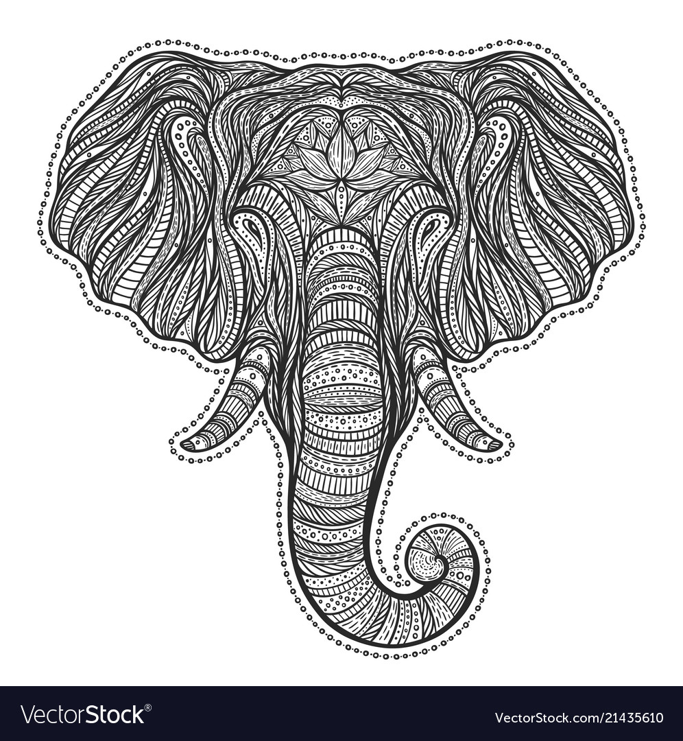 stylized ethnic boho elephant