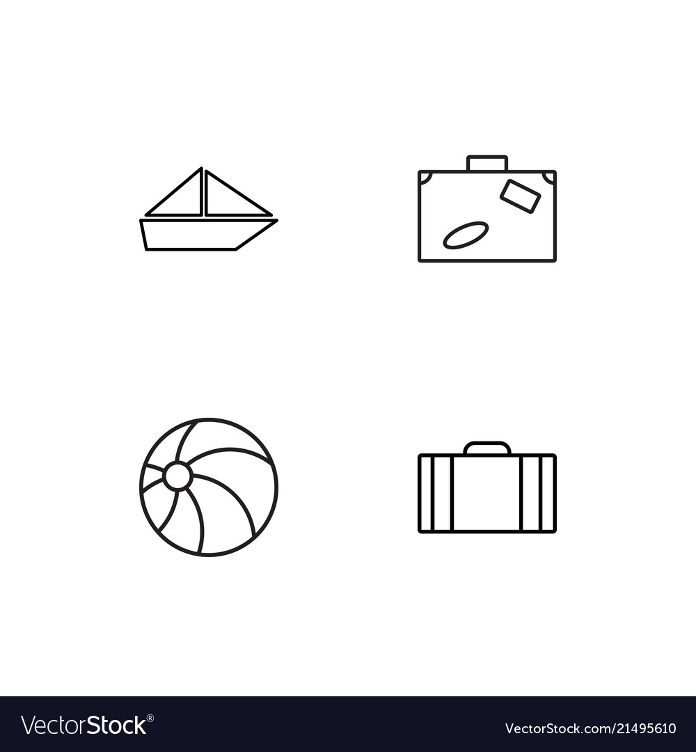 Summer linear icons set simple outline